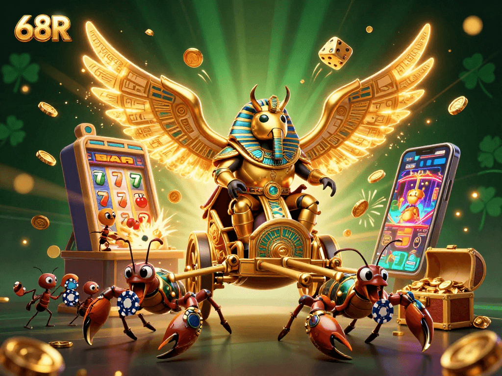 Jogue no 68R com a imagem vibrante do escaravelho dourado e cassino casino.