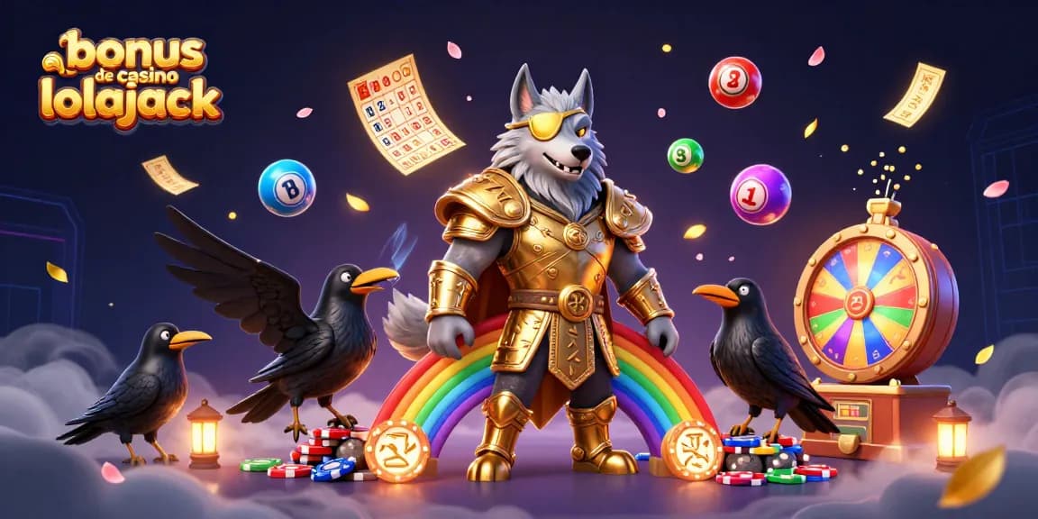 Engage with the vibrant bonus de casino lolajack featuring Odin and ravens on a casino-themed rainbow bridge.
