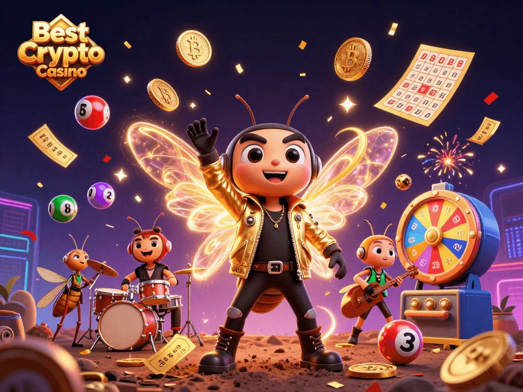 Experience the excitement of the Best Crypto Casino with vibrant characters and dynamic gaming elements.