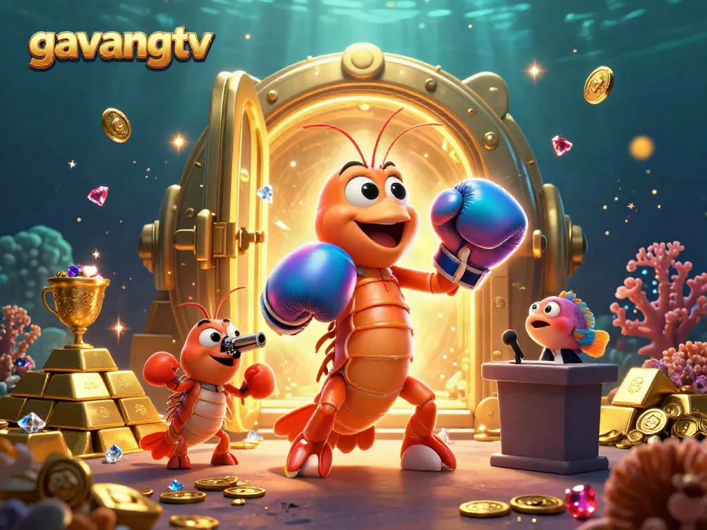 Engage with thrilling action on gavangtv, featuring vibrant underwater characters playing exciting casino games.