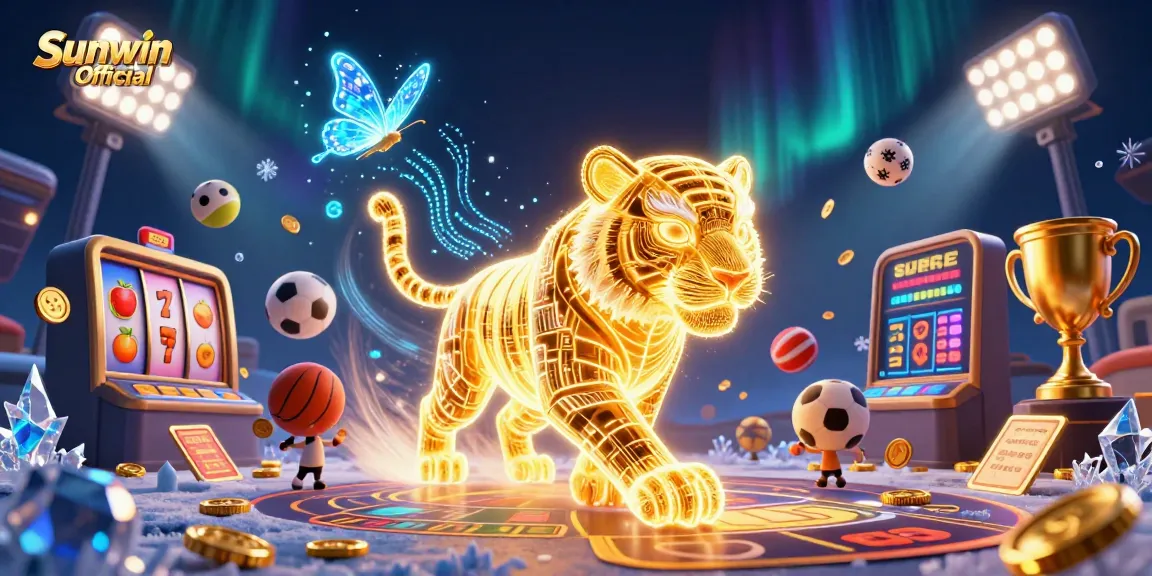 Experience thrilling gameplay at Sunwin Official with a vibrant 3D casino scene filled with action.