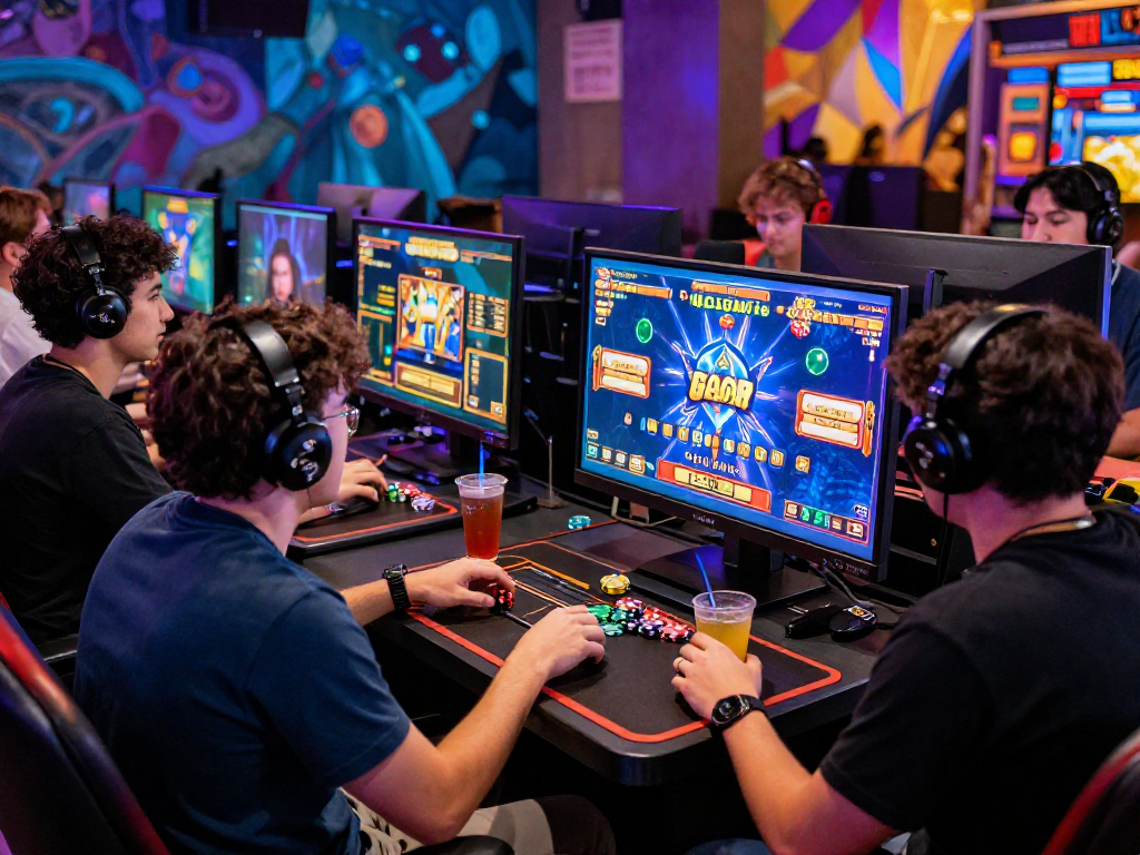 Thrilling online gaming scene highlighting players enjoying slot gacor games in a vibrant digital casino.