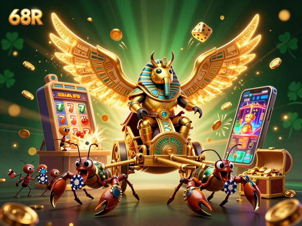 Jogue no 68R com a imagem vibrante do escaravelho dourado e cassino casino.