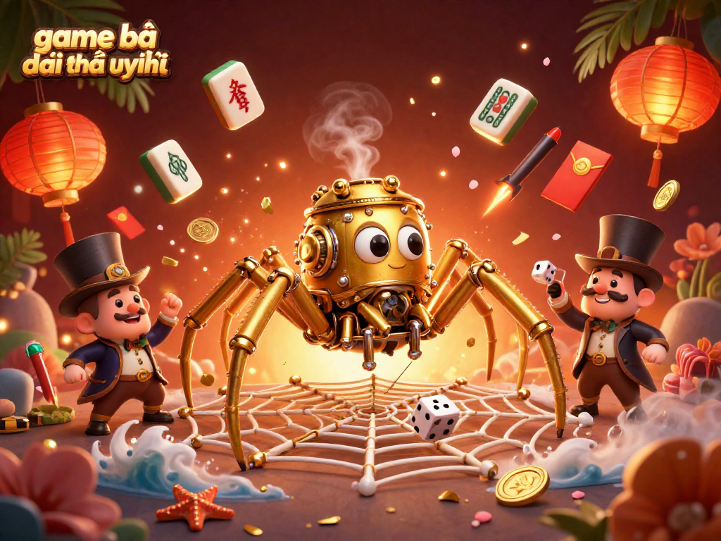Engage with game bài đổi thưởng uy tín in an immersive 3D casino scene featuring a steampunk spider.
