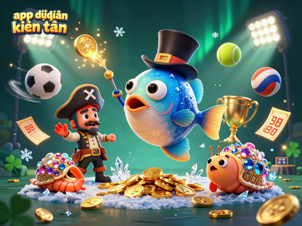Join the fun with app dự đoán kiếm tiền featuring a lively scene of characters and sports elements!