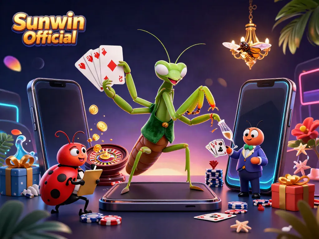 Engage in thrilling gaming experiences with Sunwin Official featuring card sharp mantis and pit boss characters.