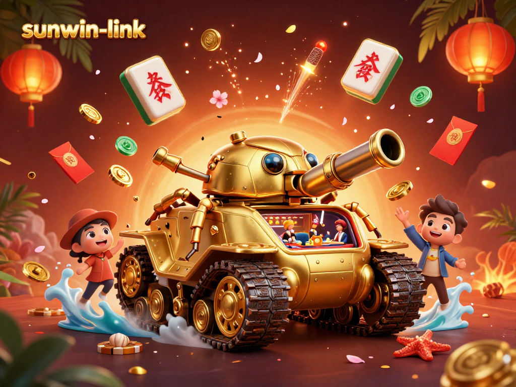 Engage with sunwin-link's exciting gaming experience inside a vibrant 3D casino scene.