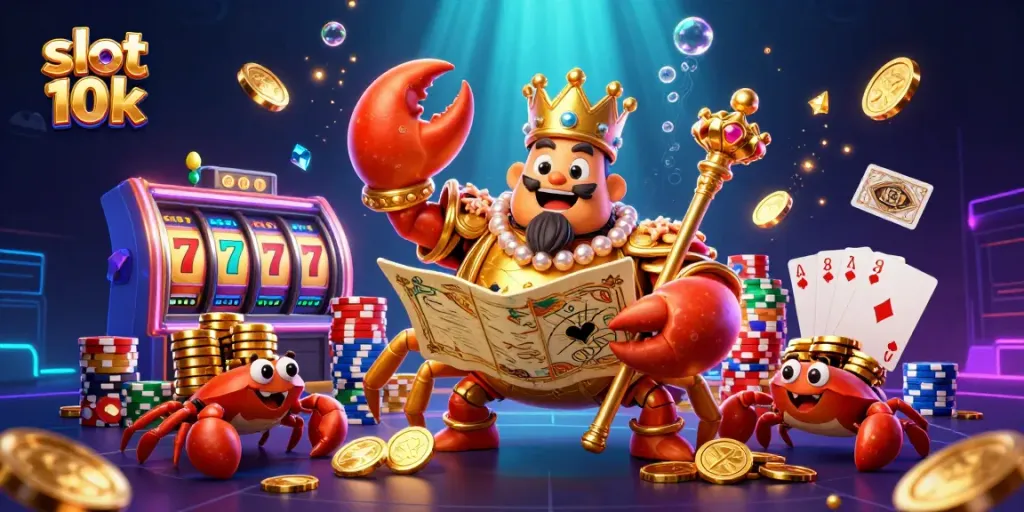 Spin the slot 10k for a chance to win big with an emperor crab and treasure!
