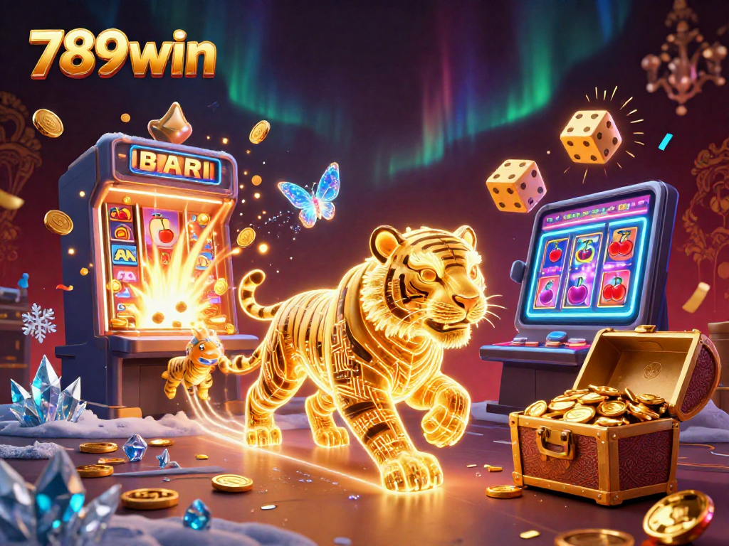 Experience thrilling wins at 789win with vibrant slot machines, triumphant symbols, and casino excitement.