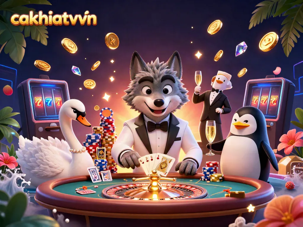 Cakhiatvvn bringing the excitement of baccarat to life with a vibrant 3D scene showcasing charm and luxury.