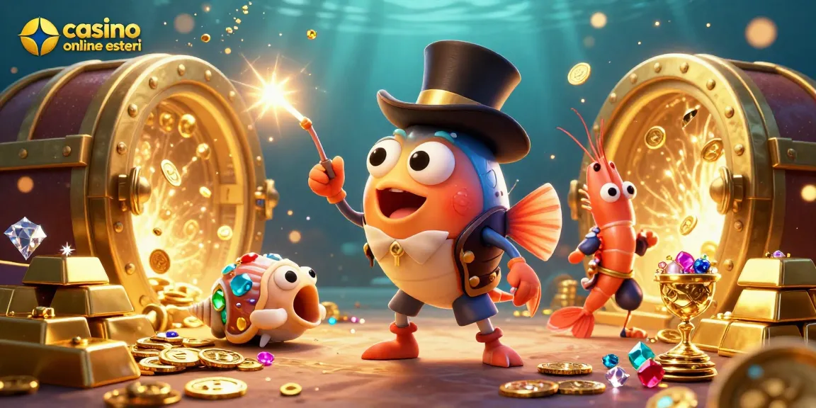 I migliori casino online esteri offrono vantaggi ai giocatori, con una scena animata di un pesce abissale sotto un'illuminazione scintillante.