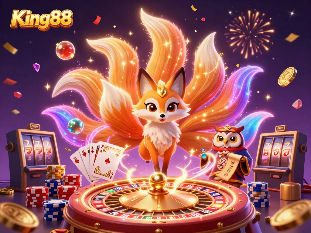 Engage in thrilling gaming adventures at King88 with vibrant characters and casino excitement.