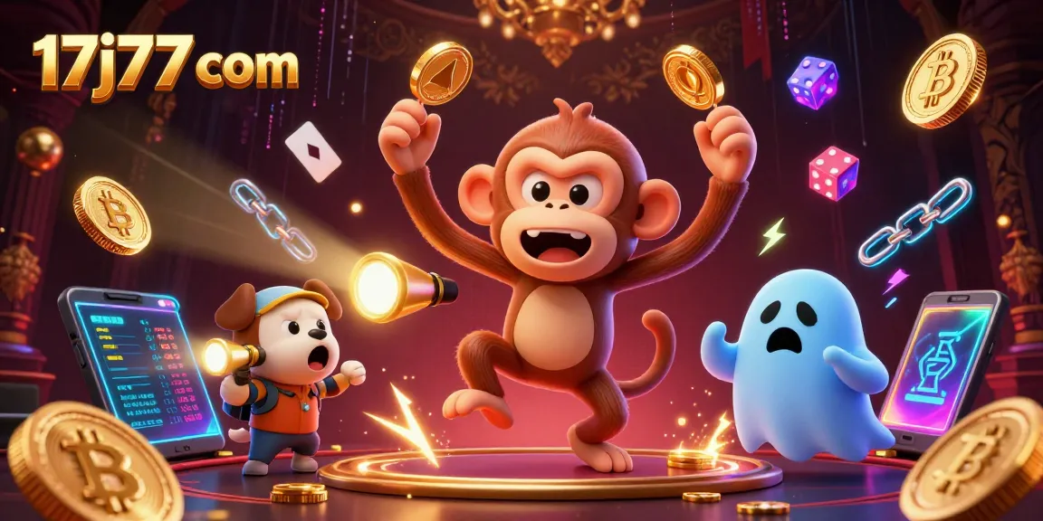 Engage with the exciting realm of 17j77 com, where a mischievous monkey juggles golden trinkets in a haunted casino.