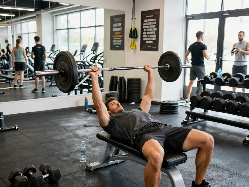 Performance-focused individual utilizing steroidi anabolizzanti for strength training in a vibrant gym.