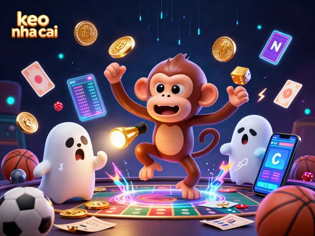 Engage with keo nha cai sports betting excitement through a whimsical 3D illustration.