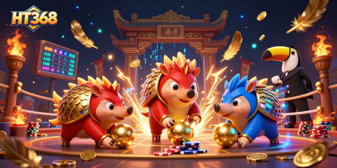 Experience thrilling gameplay with HT368 featuring rival pangolins and exciting casino elements.
