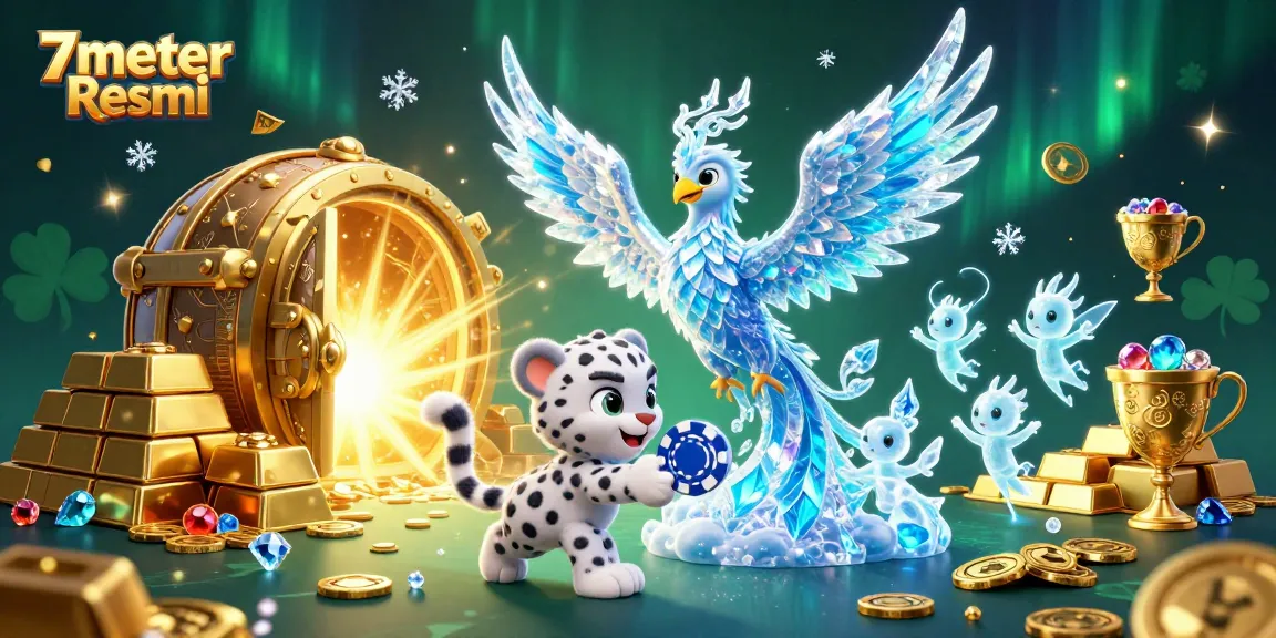 Experience thrilling gameplay with 7meter Resmi as an ice phoenix and leopard cub uncover riches in this dynamic casino scene.