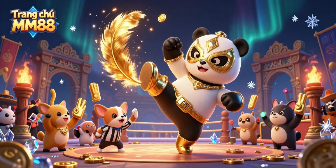 Engage in thrilling action at Trang chủ MM88 with a vibrant scene of a panda wrestler.