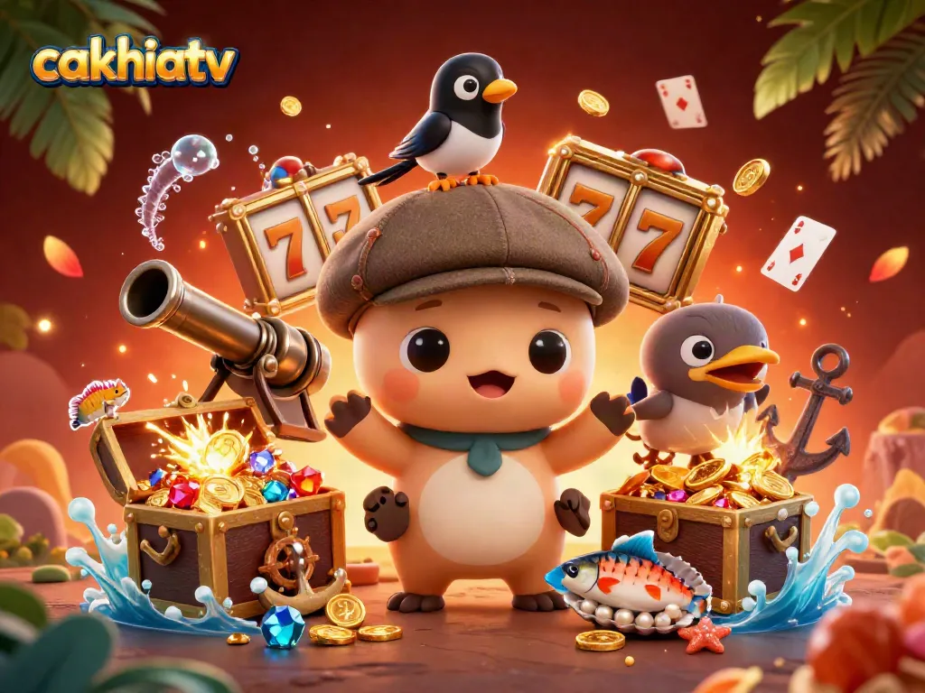 Engage with cakhiatv's exciting slots and jackpots in an illustrated underwater adventure.