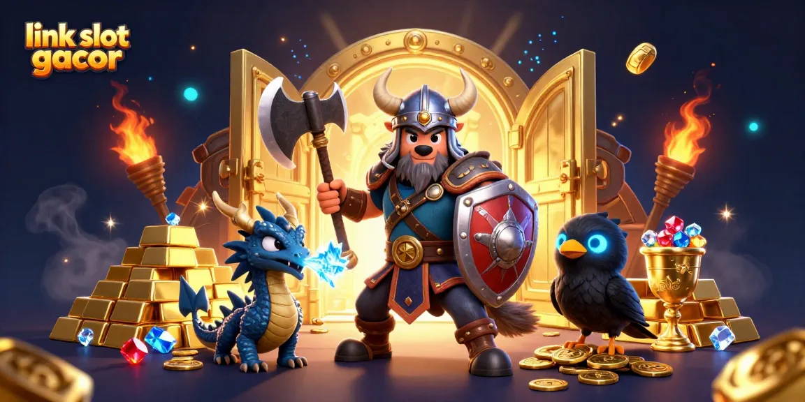 Experience thrilling excitement with link slot gacor in a dynamic scene featuring Viking and dragon elements.