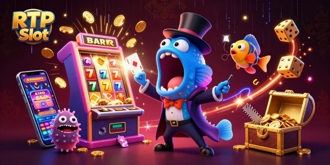 Experience thrilling action at RTP Slot with vibrant characters and dynamic casino elements bursting with excitement.