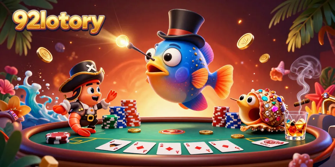Join the excitement of 92lottery with a dazzling 3D casino scene featuring unique characters and games.