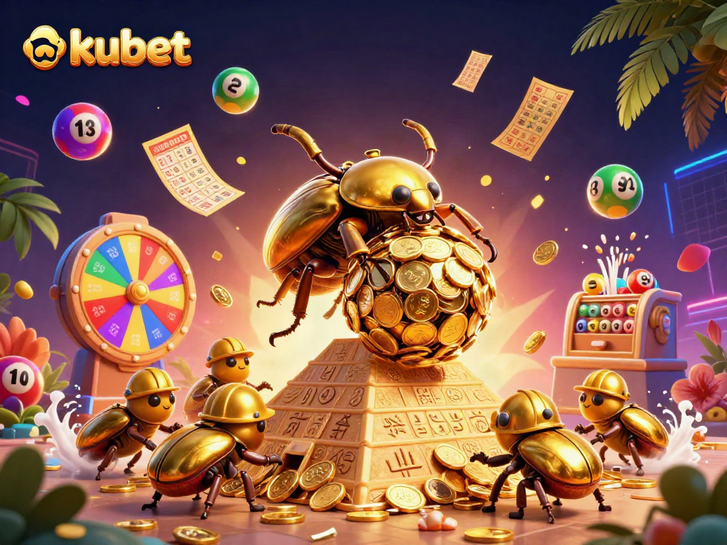 Experience thrilling gameplay at kubet with vibrant lottery symbols and golden treasures galore