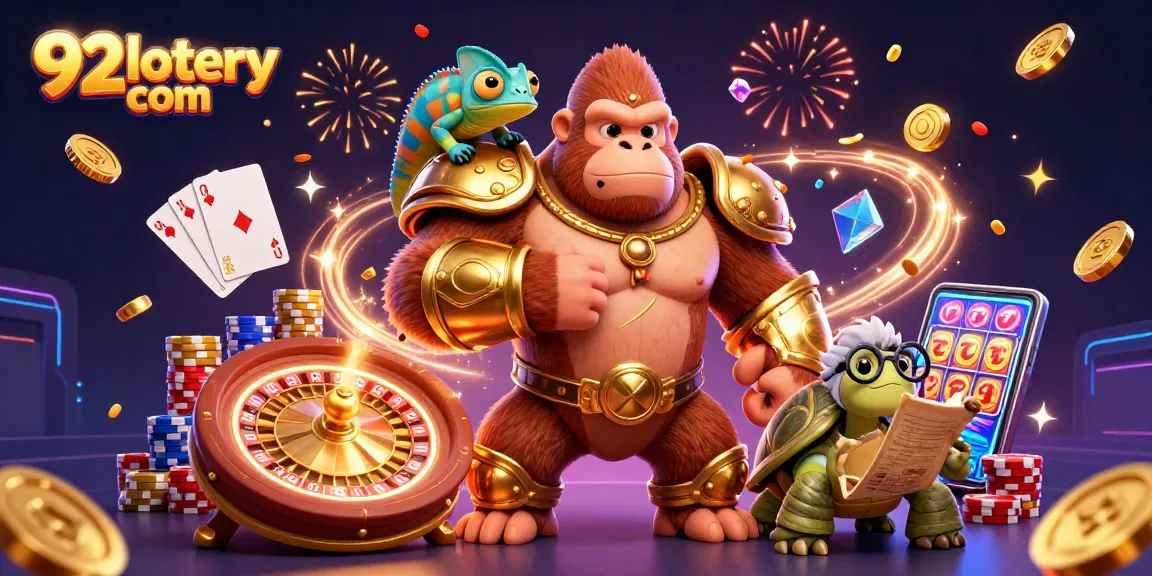 Experience the thrill of 92lottery com with an exciting casino scene featuring dynamic characters.