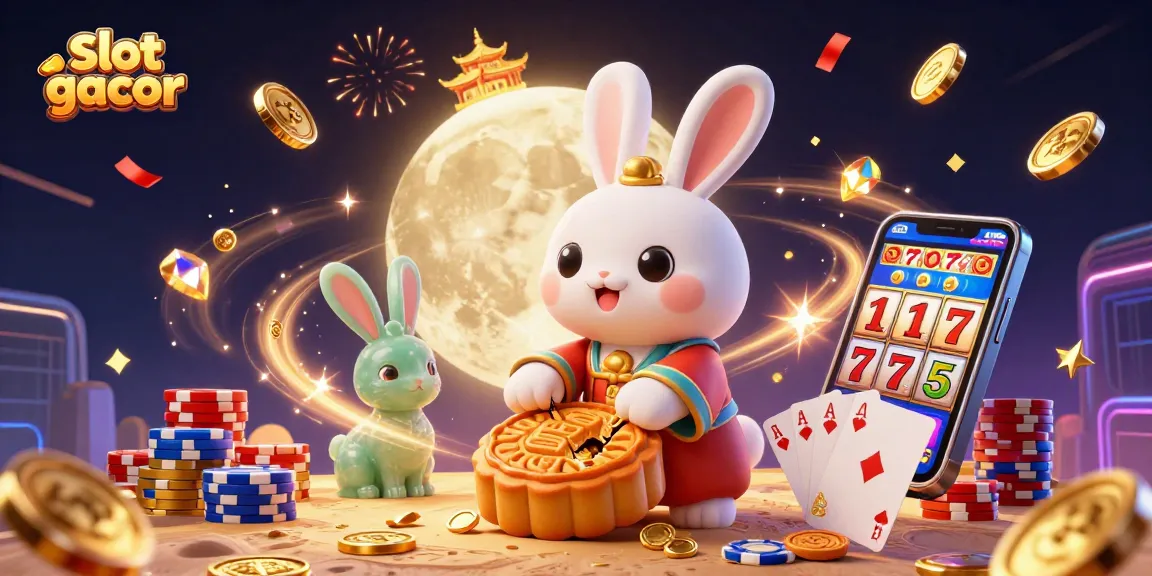 Experience slot gacor with a magical moon rabbit and vibrant casino elements for an exciting depiction.