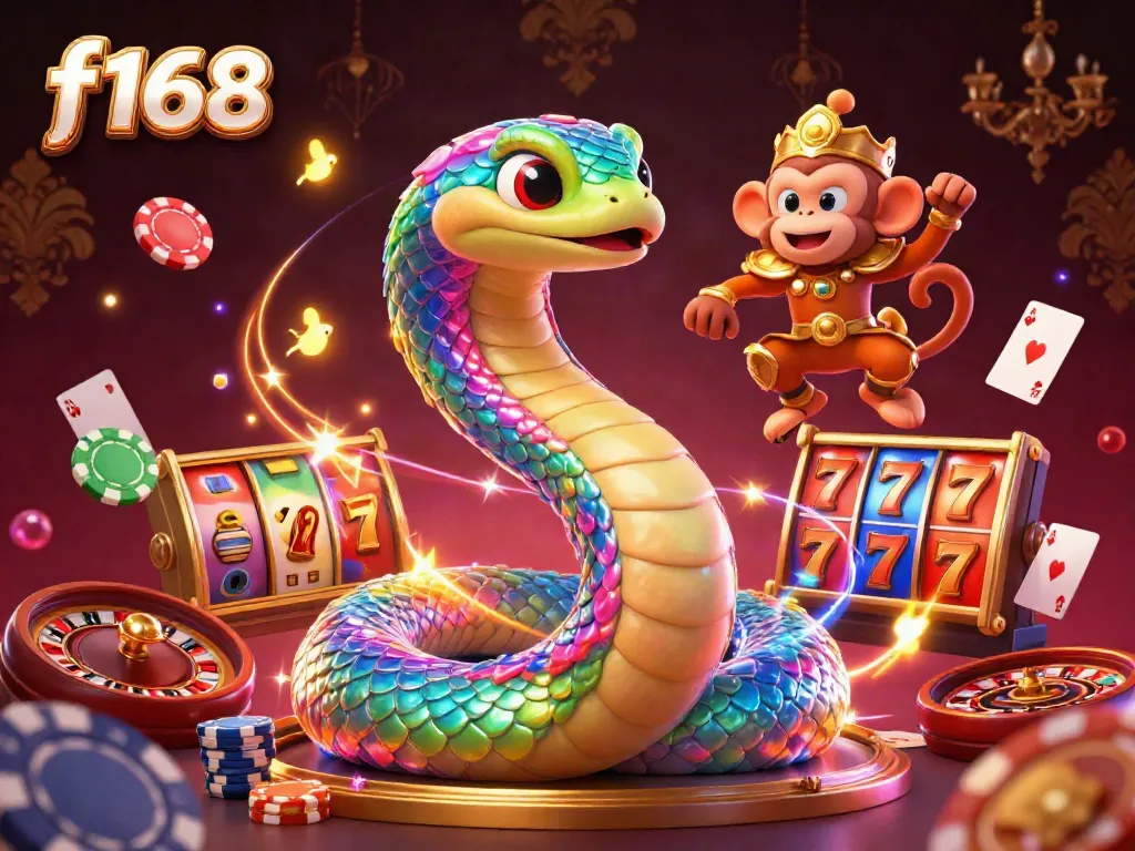 Experience the vibrant world of f168, where casino gaming meets fun with colorful characters and glowing animation.