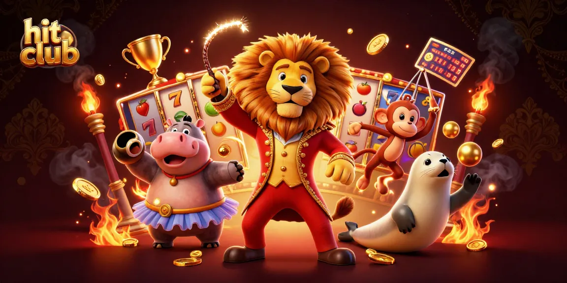 Experience the thrill of hit club with a vibrant circus-themed casino game illustration featuring fun characters and dynamic elements.