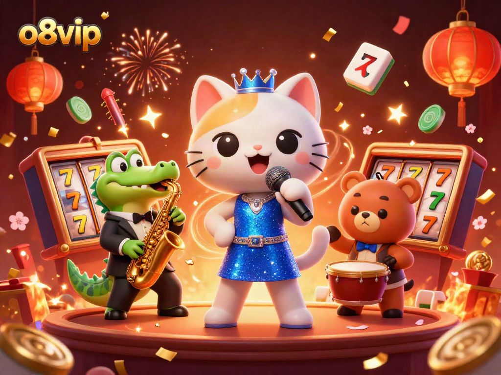 Join o8vip for an exhilarating casino experience with vibrant characters and dynamic game elements.