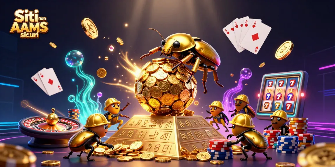 Slot machine e simboli delle vincite nei Siti non AAMS sicuri con dettagli brillanti e dinamici.