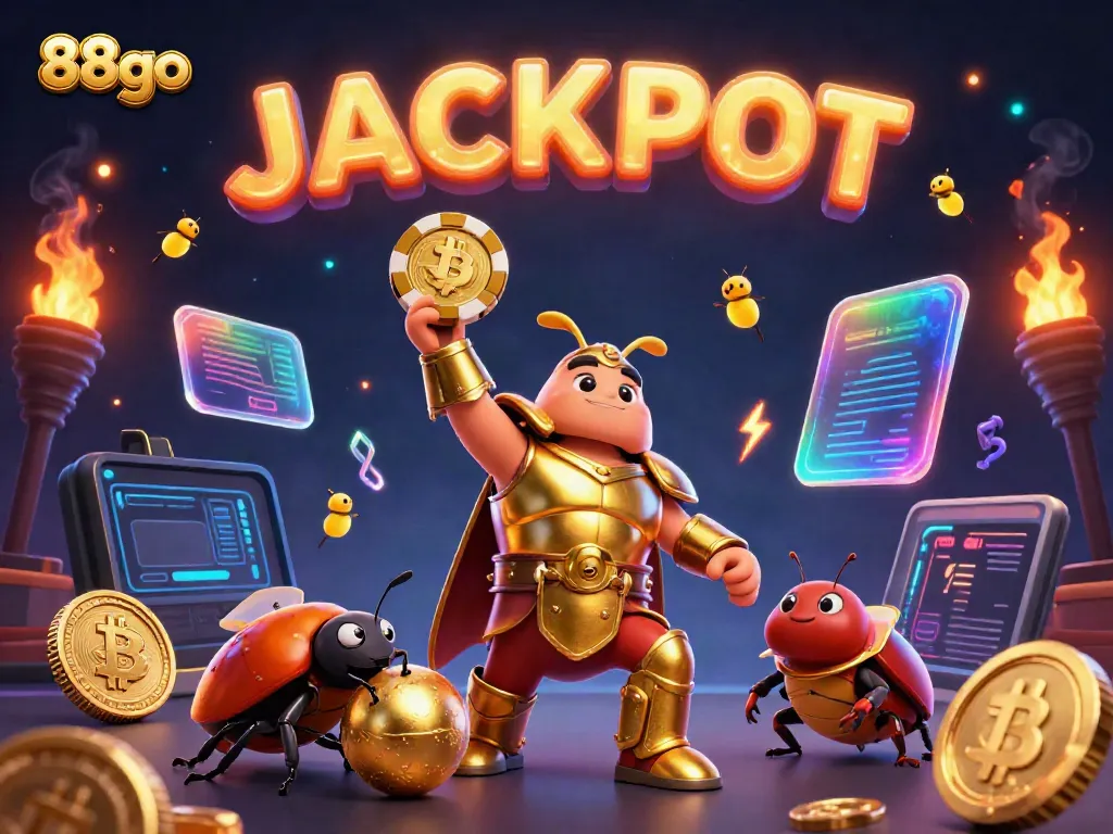 88go delivers exciting gameplay with a victorious beetle character, showcasing table games and crypto elements.