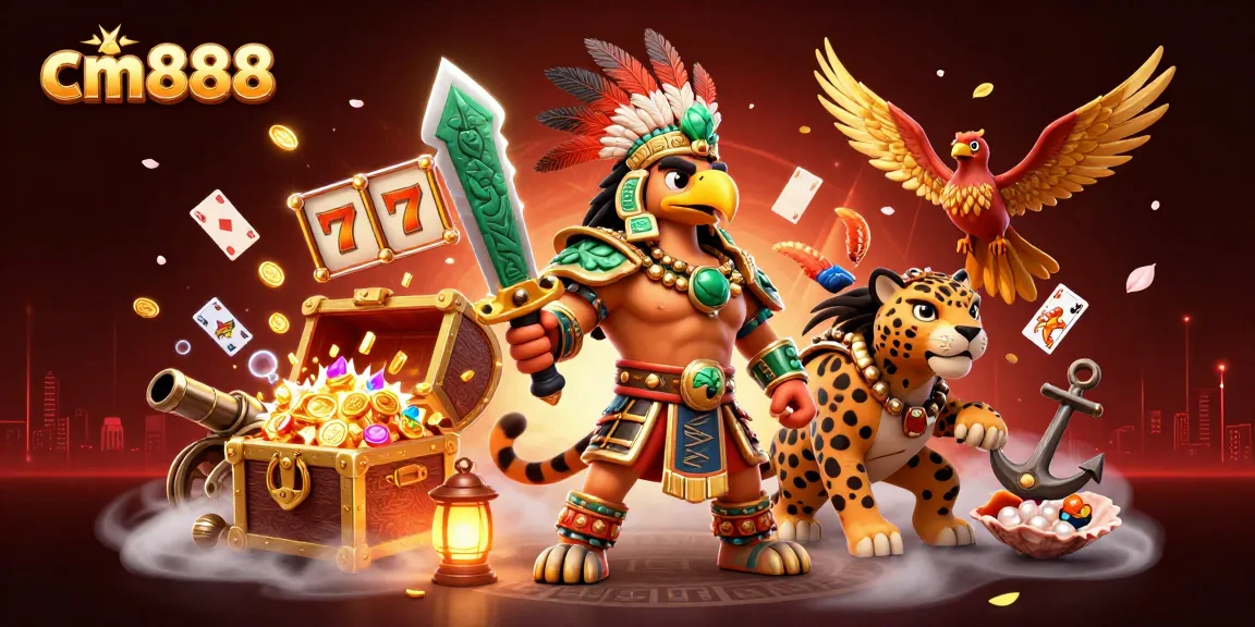 Join the excitement at cm888 slot games, featuring vibrant characters and thrilling casino elements in a dynamic scene.