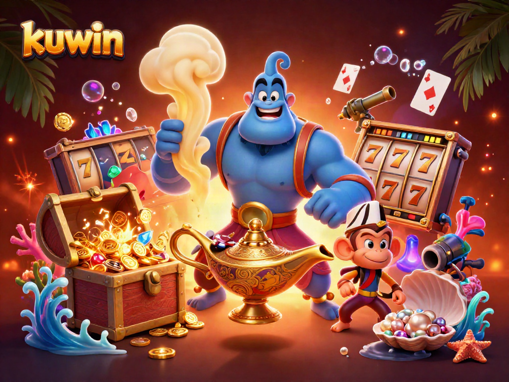 Kuwin enhances your gaming experience with vibrant slot reels and captivating characters.