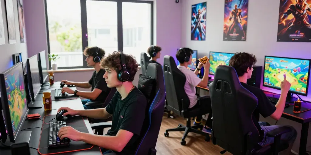 Pengalaman bermain ceritoto situs bersama teman, suasana seru dengan peralatan gaming modern.